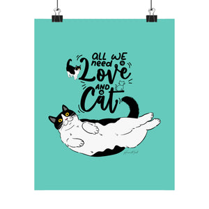 Positive Vibe Motivational Cute Black & White Cat Artistic Poster
