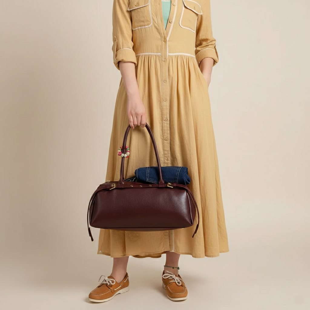 Clara Vintage Retro Style Y2K Shoulder Bag Burgundy Red