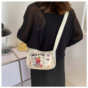 Graffiti Chic Cute Artistic Messenger Crossbody Bag