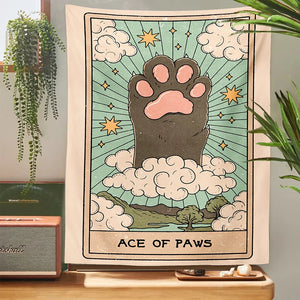 Tarot Ace of Paws Cute Cat Paw Artisitc Tapestry