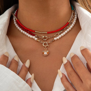 Patricia Boho Pearl Beaded Multi Layered Necklaces