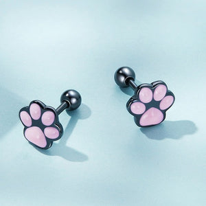 Gorgeous Pink Cat Ear and Paw Earrings - Made from Hypoallergenic 925 Silver