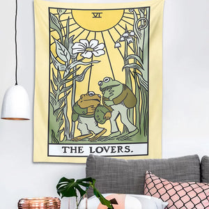 Psychedelic Frog The Lovers Tarot Artistic Tapestry