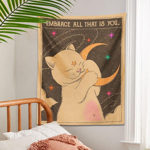 Meow-vellous Gifts: Cat-Obsessed Space Art Tapestry