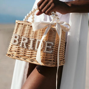 "Bridal party wicker rattan tote - style and functionality"