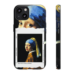 Girl with a Pearl Earring Johannes Vermeer Inspired Retro Vintage Fine Art Paint iPhone Case