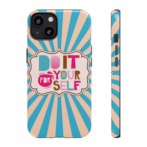"Do It For Yourself" Motivational Saying Teal Blue Retro Style Phone Case