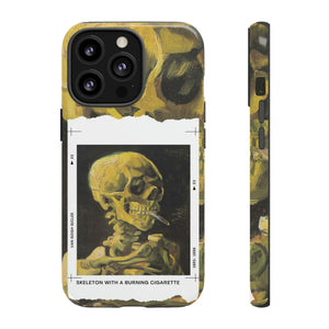 Skull of a Skeleton with Burning Cigarette Vincent van Gogh Inspired Retro Vintage Fine Art Paint iPhone Case