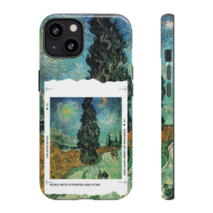 Road with Cypress and Star Van Gogh Inspired Retro Vintage Fine Art Paint iPhone Case
