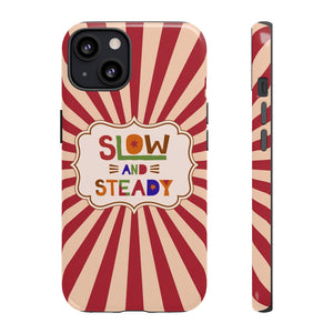 "Slow and Steady" Positive Saying Camellia Red Retro Phone Case