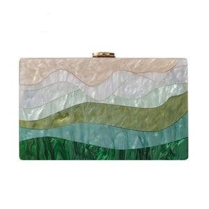 Penalara Gradient Pastel Sage Green Acrylic Evening Clutch Bag