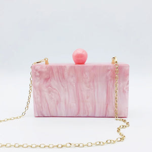 Patricia Light Marble Pearl Pink Box Clutch