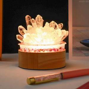 Crystal Energy: Clear Quartz Cluster Amethyst Lamp