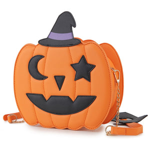 Jack-o-lantern Inspired Halloween Gothic Pumpkin Shoulder Crossbody Handbag
