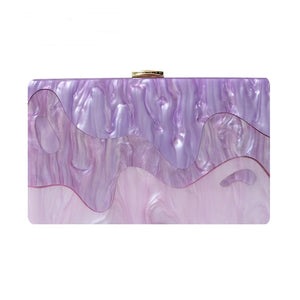 Evita Lilac Light Purple Acrylic Box Evening Clutch Purse – Elegant lavender clutch bag for a chic evening look