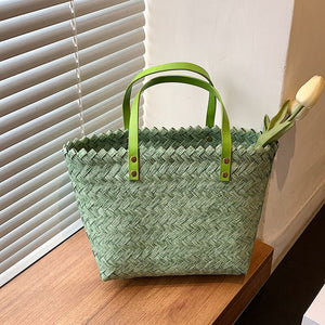 Nora Woven Straw Summer Beach Large Tote Bag