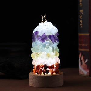 Crystal Harmony: Chakra Gemstone Tower Lamp