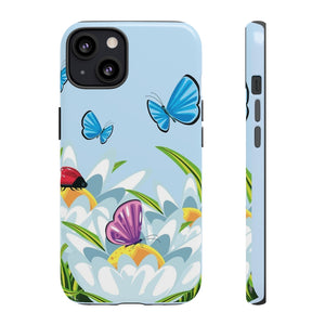 Butterfly Dance with Wildflower Anime Blue Artsy Phone Case