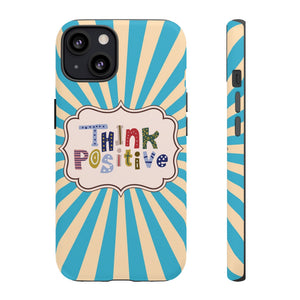 "Think Positive" Motivational Saying Vintage Retro Pacific Ocean Blue  iPhone Case