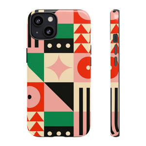 Retro Inspired Geometric Triangle Circle Abstract Art Pink Phone Case