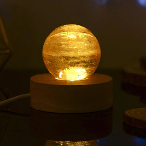 Lune Light Natural Gemstone Yellow Calcite Crystal Ball Lamp