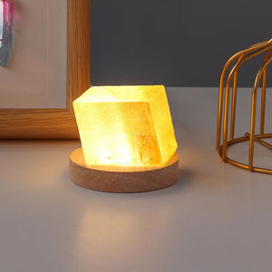 Gemstone Radiance Natural Crystal Calcite Warm Light USB Lamp Room Decor