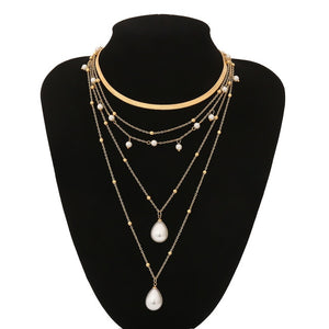 pearl layered snake bone chain chocker necklace classy-hirmz