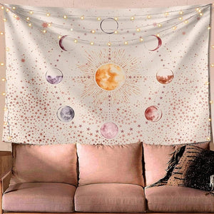 galaxy planet moon phase or moon eclipse boho hippie style Wall Hanging Tapestry home decoration