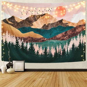 Natural Rainbow Mountains Bohemian hippie room decor Tapestry Wall Hanging-hirmz