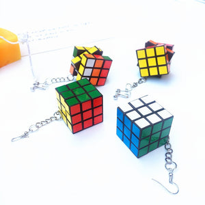 unique rubik's cube dangle earrings-hirmz