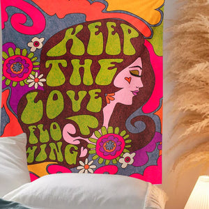 Keep The Love Flowing Artistic Hippie Boho Wall Tapestry